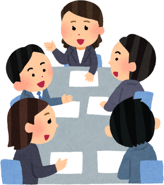 Illustration of Business Meeting with Male and Female Participants